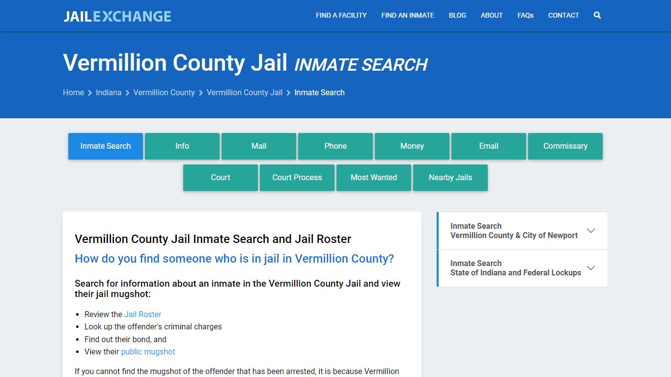 Inmate Search: Roster & Mugshots - Vermillion County Jail, IN